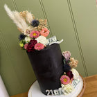 6” Double Barrel with added flowers and edible images in a smooth finish.