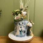 6” extended 3 layer with added edible image and fresh flowers in textured finish