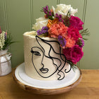 8” extended with personalised face topper and fresh flowers