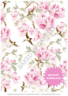 Baked By Danelle | Digital Download | Pink Peony & Bird Cake Wrap | A4 Edible Image