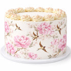 Baked By Danelle | Digital Download | Pink Peony & Bird Cake Wrap | A4 Edible Image