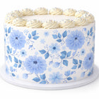 Baked By Danelle | Digital Downloads | Classic Blue Floral Cake Wrap | A4 Edible Image