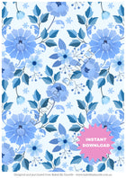 Baked By Danelle | Digital Downloads | Classic Blue Floral Cake Wrap | A4 Edible Image